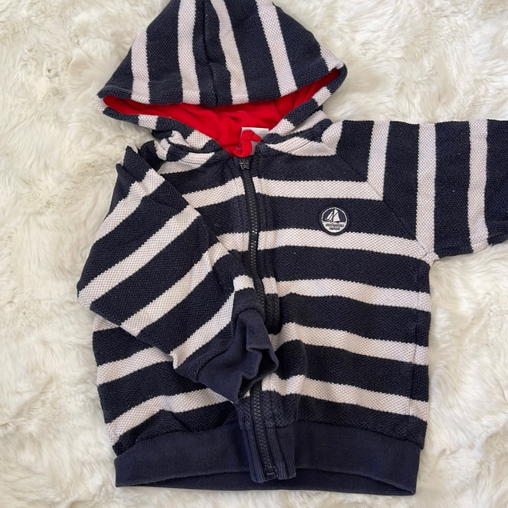 Blue and white stripe hoodie